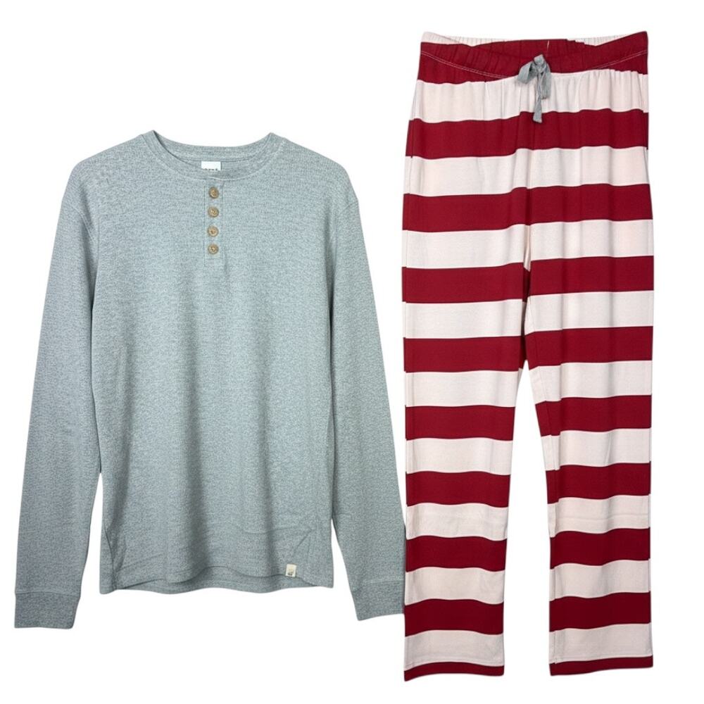 Burt's Bees Family Pajamas Organic Cotton PJs Men's Medium Holiday Striped NWT